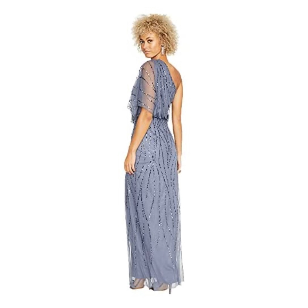 Adrianna Papell One Shoulder Long Beaded Dress - Picture 4 of 7